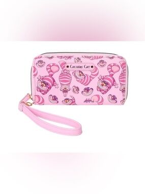 Disney Cheshire Cat AOP Pink zip around Wristlet Wallet